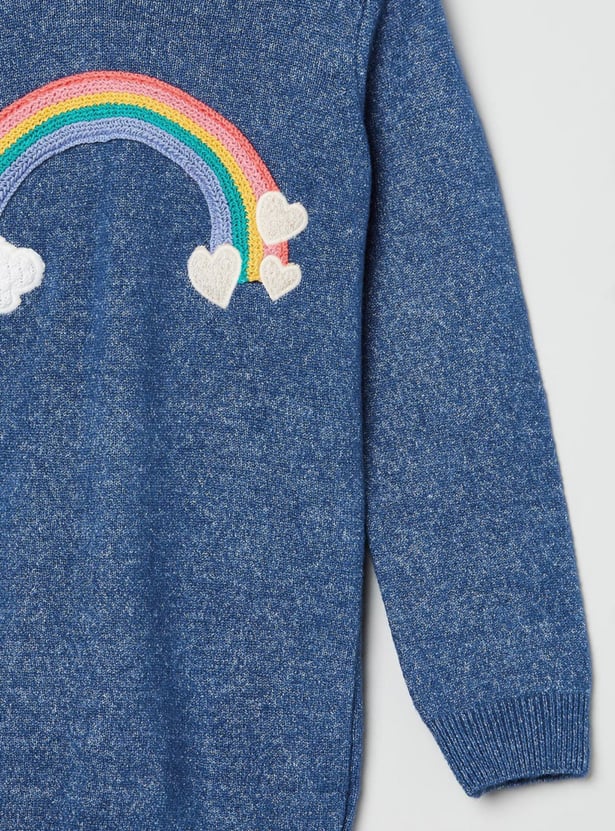 MAX Girls Textured Full Sleeves Sweater