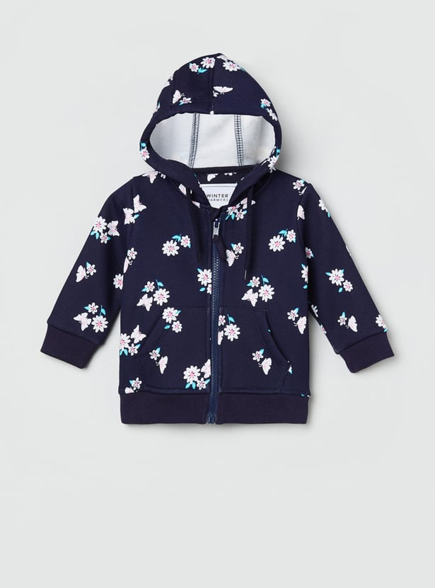 MAX Girls Floral Print Hooded Sweatshirt