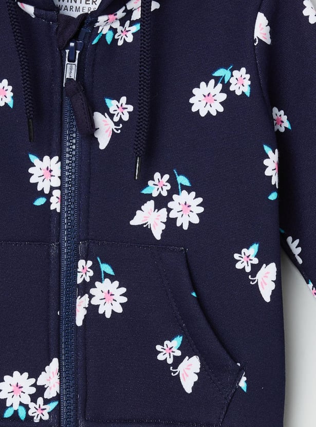 MAX Girls Floral Print Hooded Sweatshirt