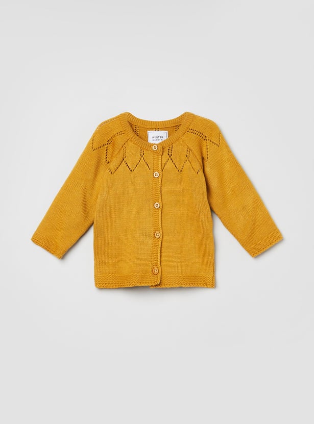 MAX Girls Textured Full Sleeves Sweater