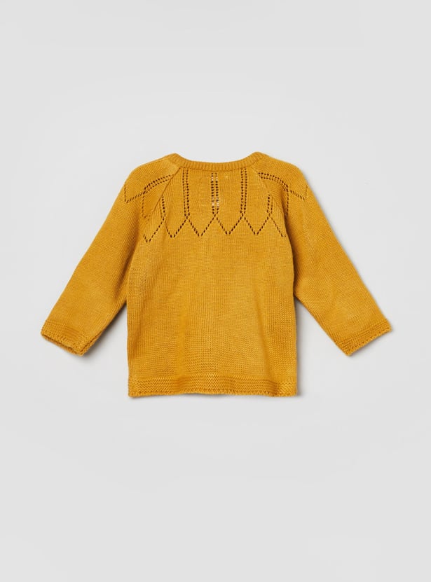 MAX Girls Textured Full Sleeves Sweater