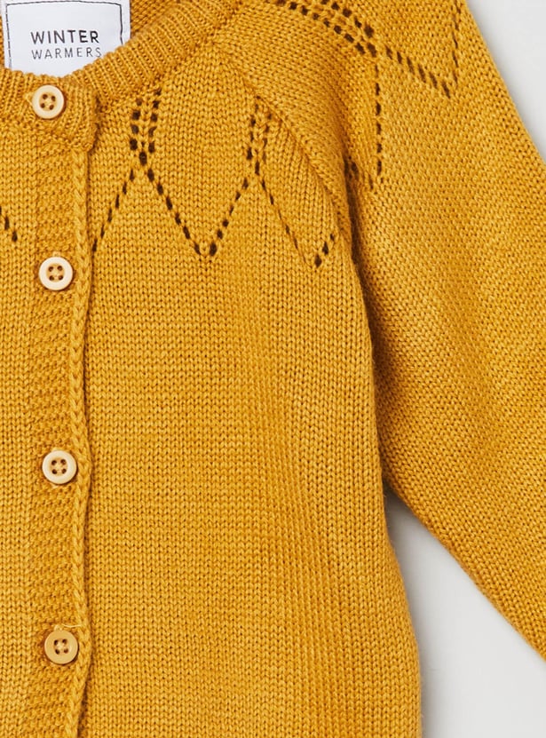 MAX Girls Textured Full Sleeves Sweater