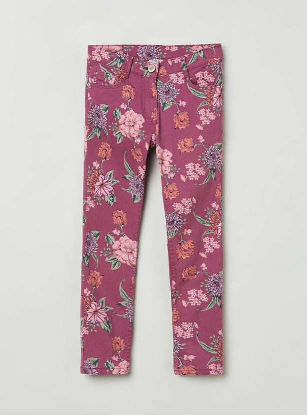 Girls Floral Printed Trousers 