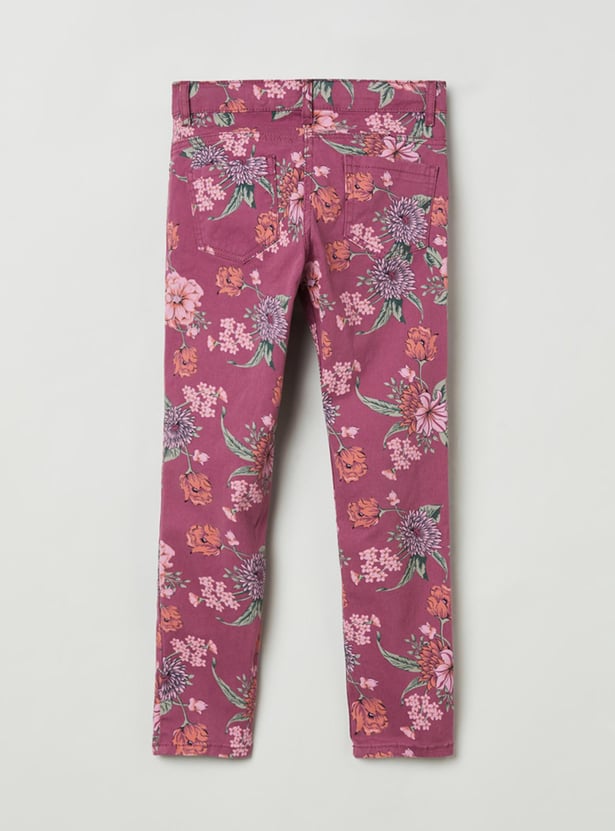 Girls Floral Printed Trousers 