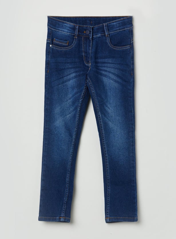 Girls Stonewashed Slim Fit Jeans