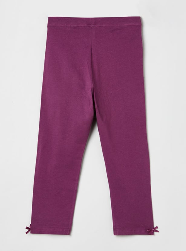 Girls Solid Elasticated 3/4th Leggings