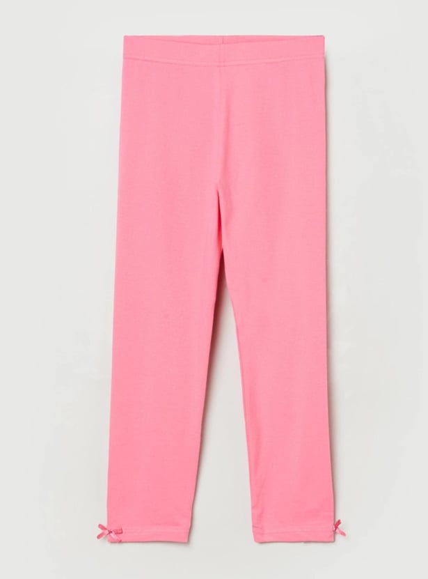 Girls Solid Elasticated 3/4th Leggings