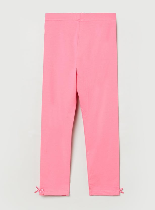 Girls Solid Elasticated 3/4th Leggings
