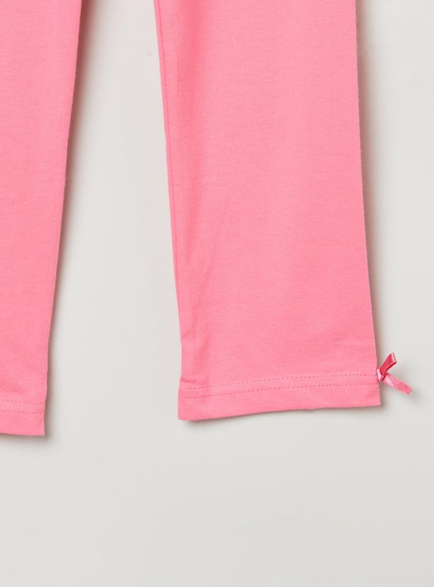 Girls Solid Elasticated 3/4th Leggings