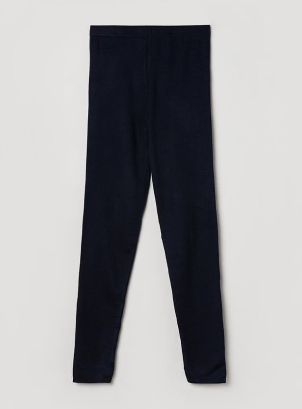 Girls Solid Elasticated Leggings