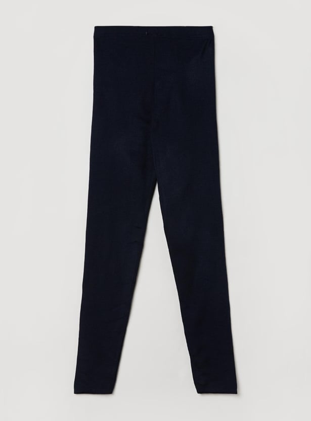 Girls Solid Elasticated Leggings