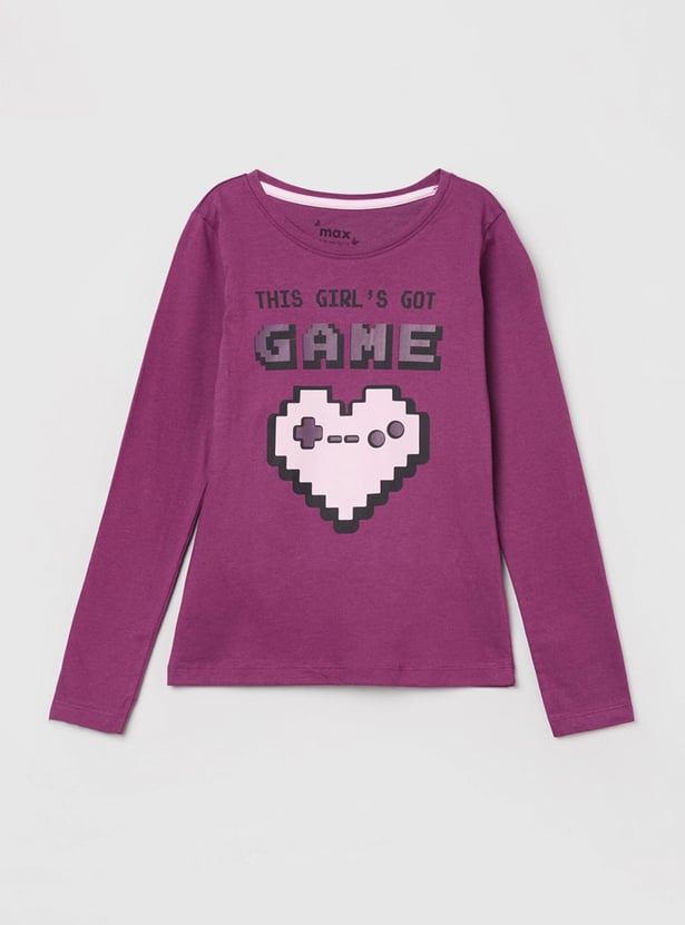 Girls Printed Round Neck T-shirt