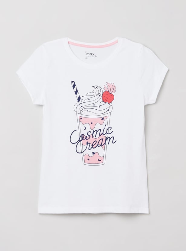 Girls Printed Round Neck T-shirt