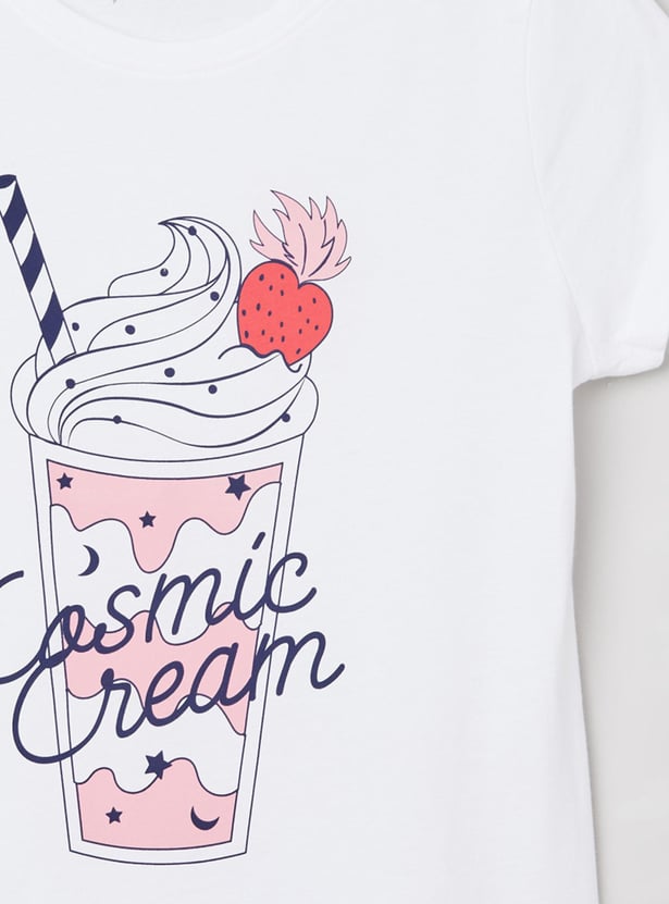Girls Printed Round Neck T-shirt
