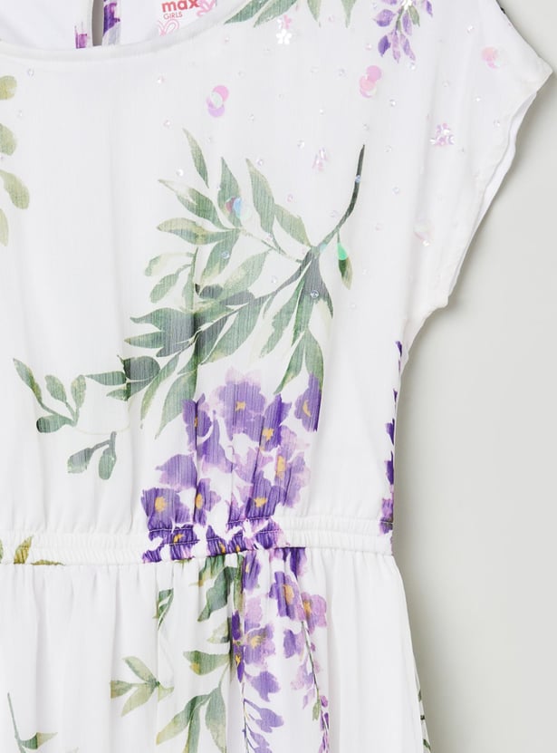 MAX Girls Floral Printed A-Line Dress