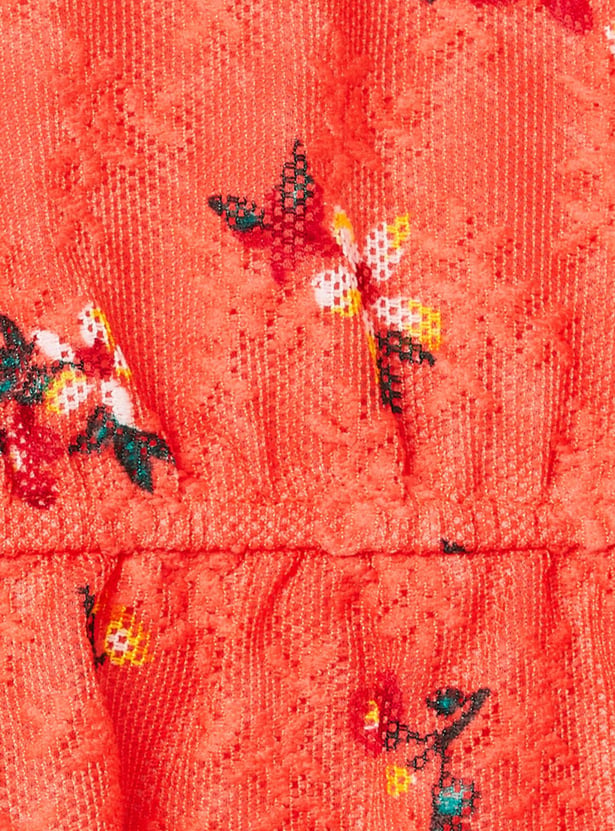 Girls Floral Print A-Line Dress