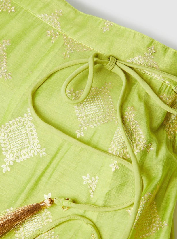 Girls Floral Embroidered Lehenga with Choli and Dupatta