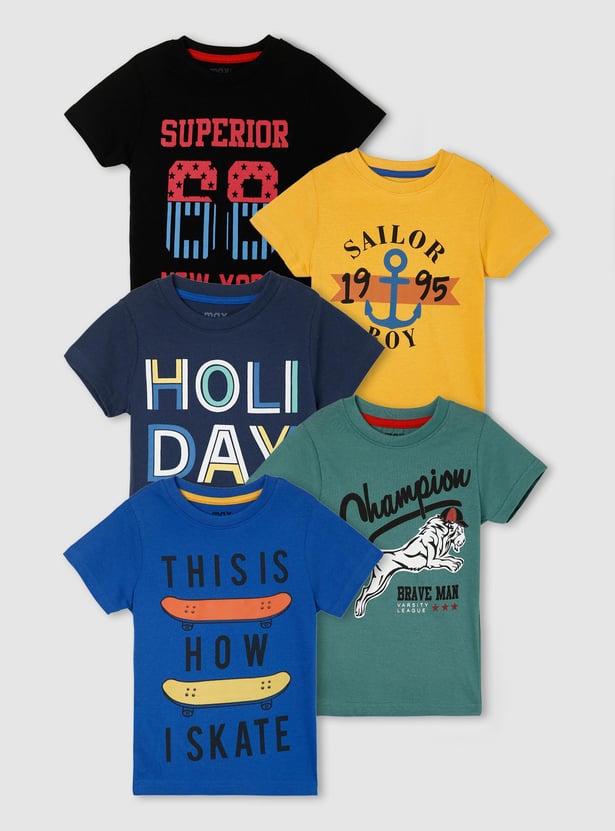 Boys Graphic Printed T-shirt - Pack of 5