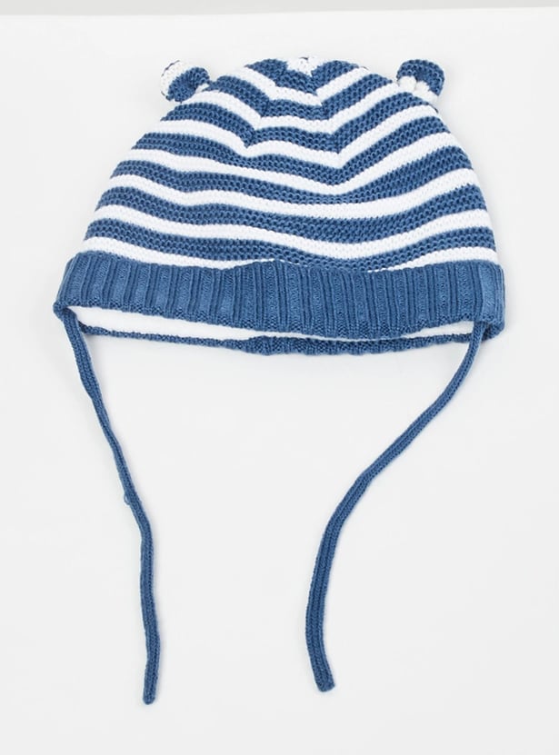 MAX Boys Striped Beanie Cap with Mittens