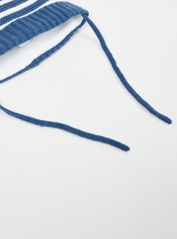 MAX Boys Striped Beanie Cap with Mittens