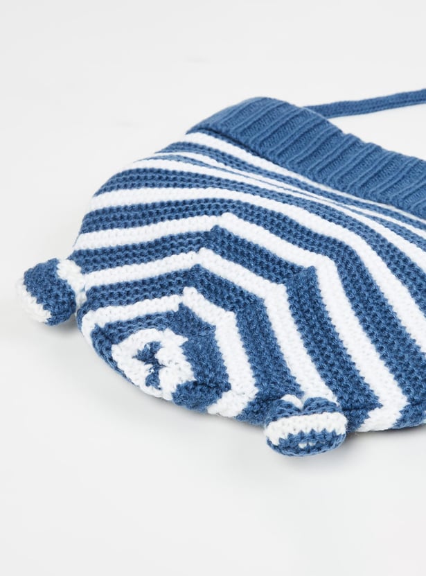 MAX Boys Striped Beanie Cap with Mittens