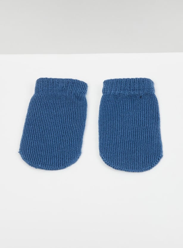 MAX Boys Striped Beanie Cap with Mittens
