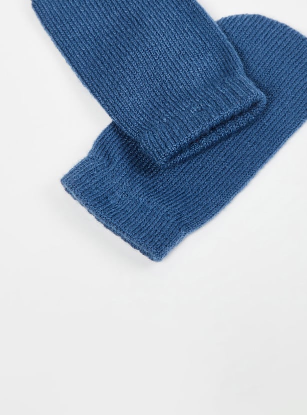 MAX Boys Striped Beanie Cap with Mittens