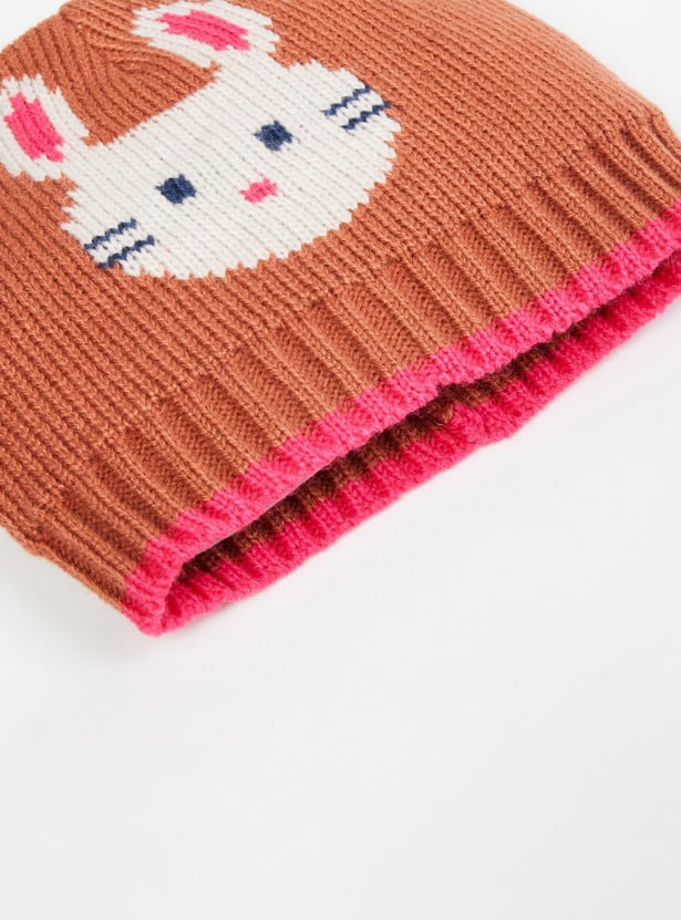 MAX Boys Patterned Knit Beanie with Mittens