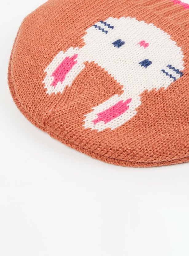 MAX Boys Patterned Knit Beanie with Mittens