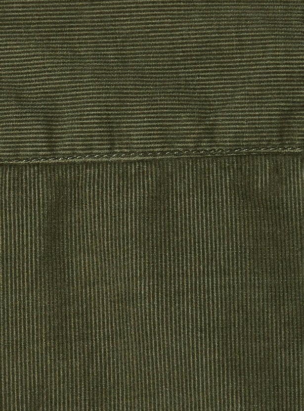 Boys Solid Spread Collar Corduroy Shirt