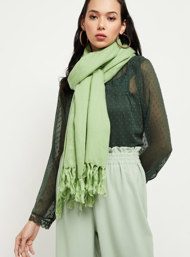 MAX Women Textured Tassel Detailed Shawl