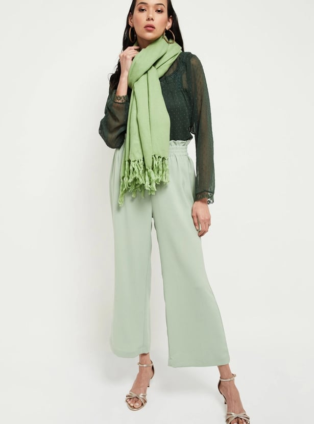 MAX Women Textured Tassel Detailed Shawl