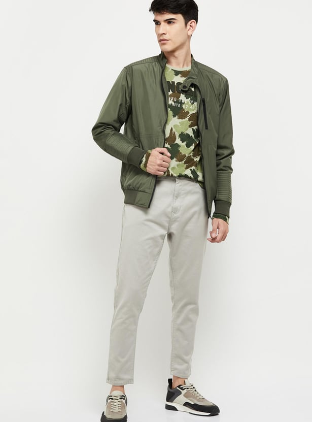 Men Solid Biker Jacket