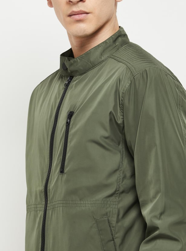 Men Solid Biker Jacket