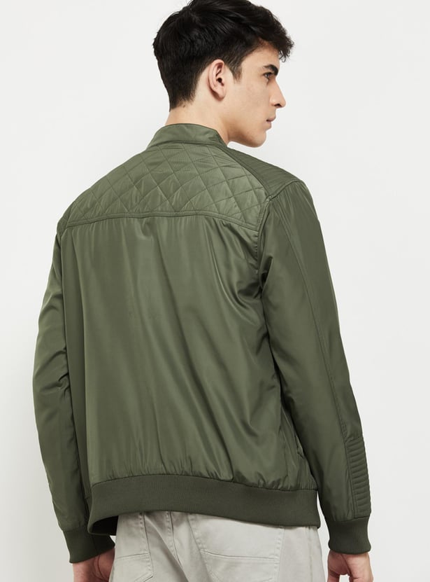 Men Solid Biker Jacket