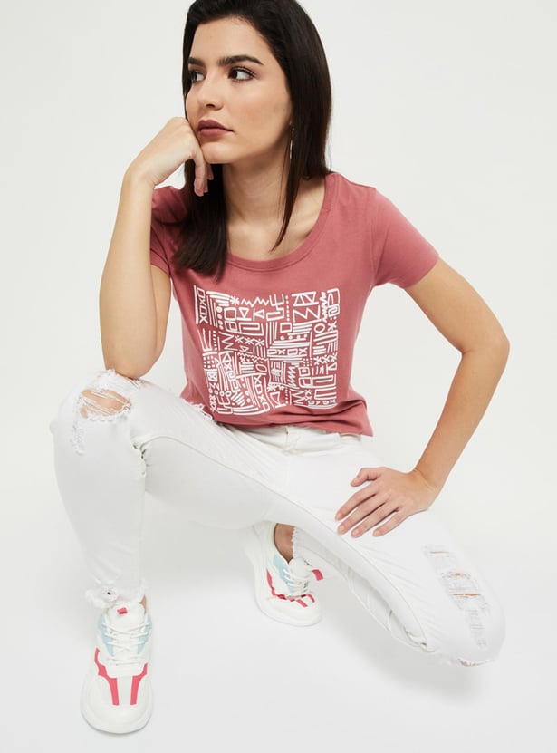 Women Printed Round Neck T-shirt - Pack of 2