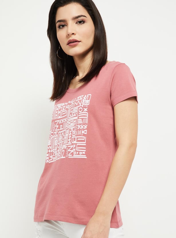 Women Printed Round Neck T-shirt - Pack of 2
