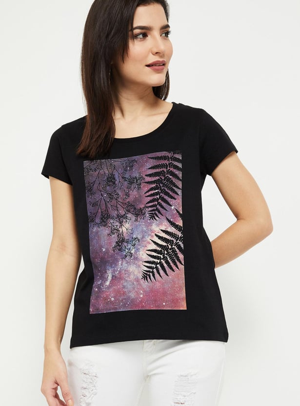 Women Printed Round Neck T-shirt - Pack of 2