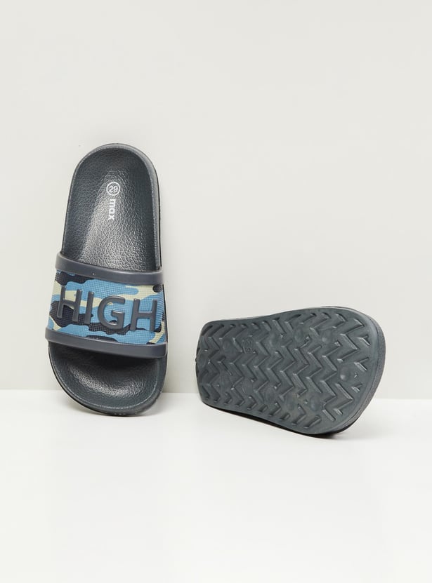 Boys Camouflage Printed Sliders 