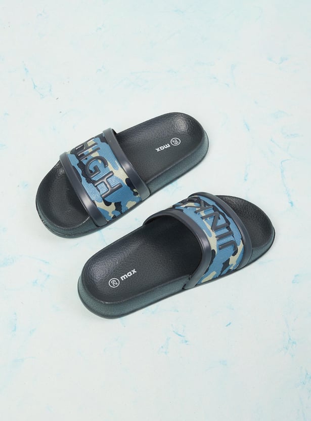 Boys Camouflage Printed Sliders 