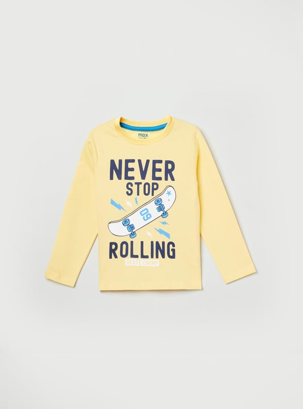 Boys Printed Crew Neck Full Sleeves T-shirt