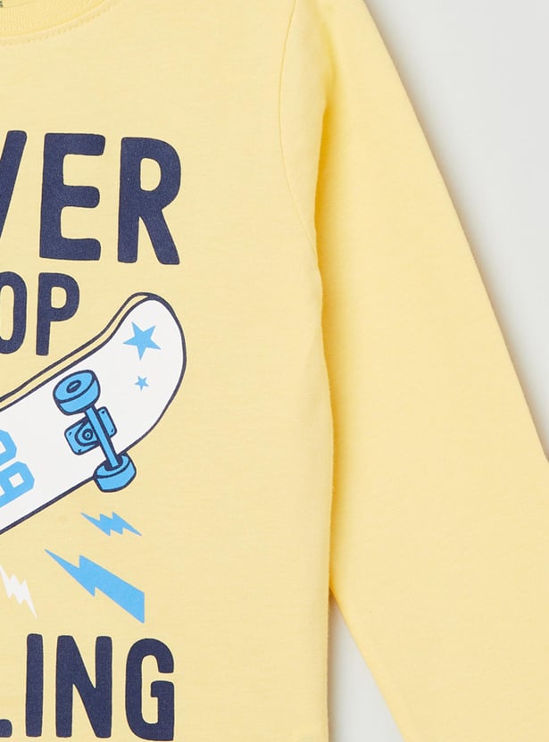 Boys Printed Crew Neck Full Sleeves T-shirt