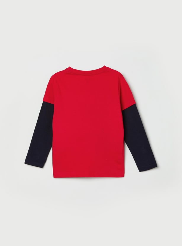 MAX Boys Printed Crew Neck Twofer T-shirt