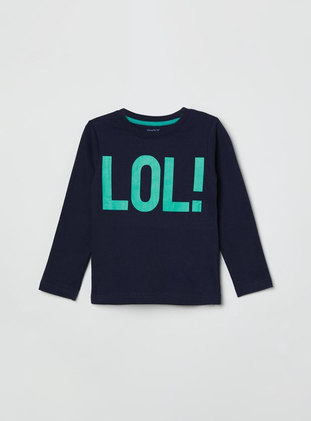 Boys Typographic Print Crew Neck T-shirt