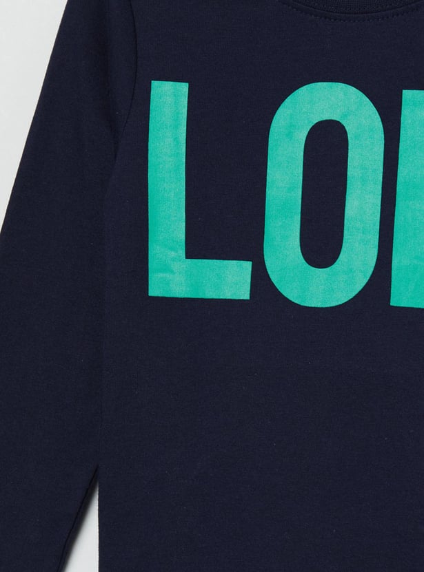 Boys Typographic Print Crew Neck T-shirt