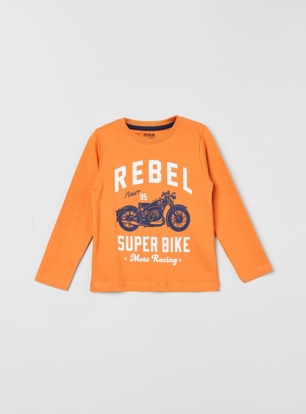 Boys Typographic Print Crew Neck T-shirt