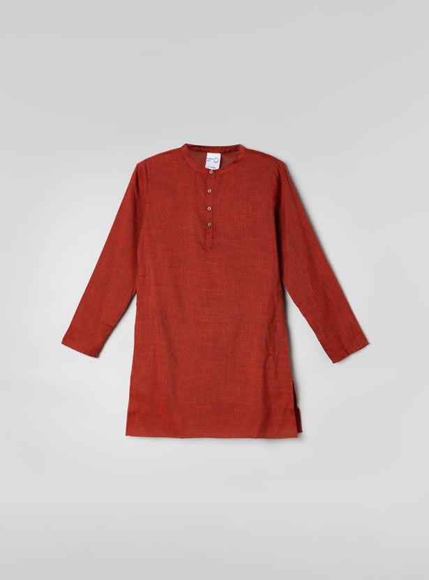 Boys Textured Kurta with Elasticated Pyjama 