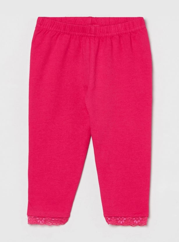 Girls Solid Elasticated Leggings