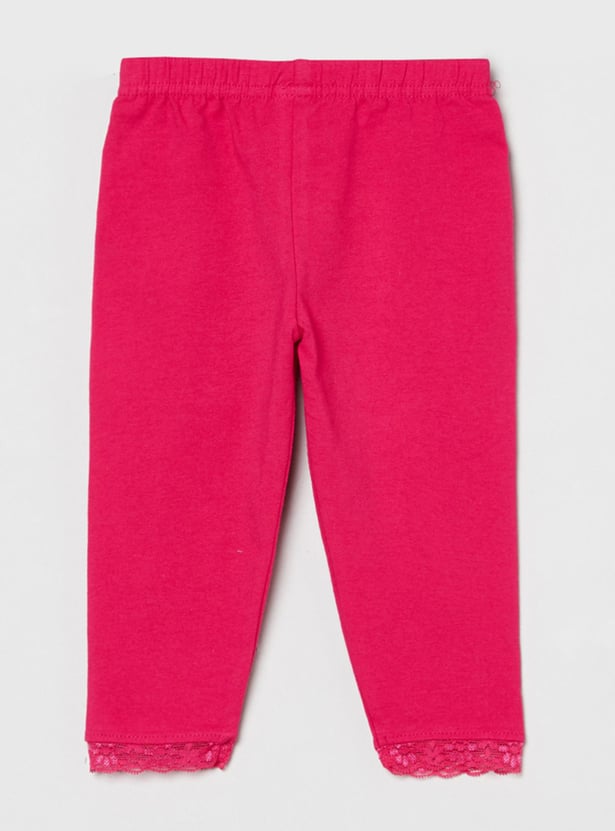 Girls Solid Elasticated Leggings