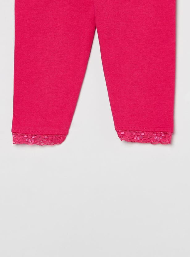 Girls Solid Elasticated Leggings